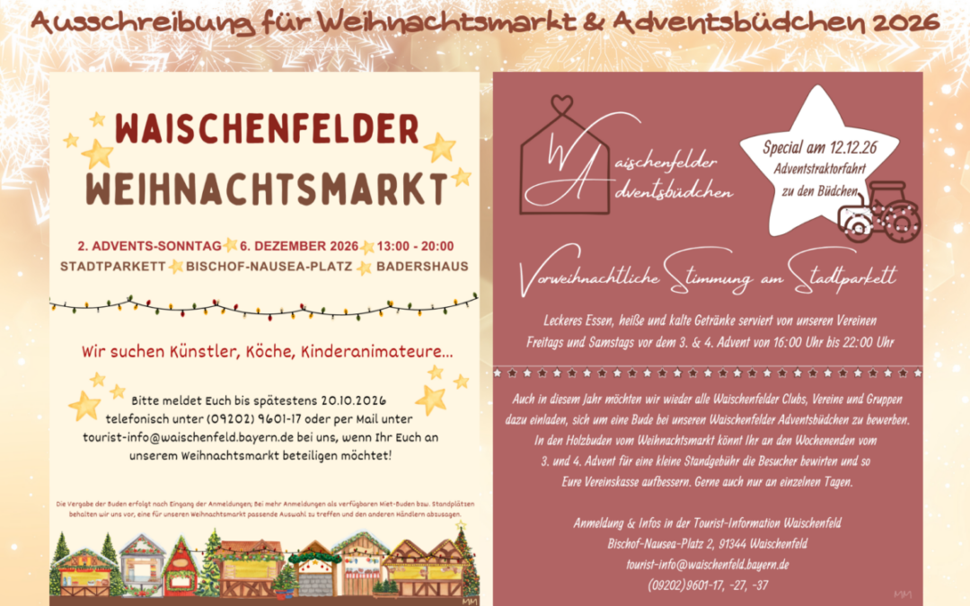 Ausschreibung Waischenfelder Weihnachtsmarkt & Adventsbüdchen